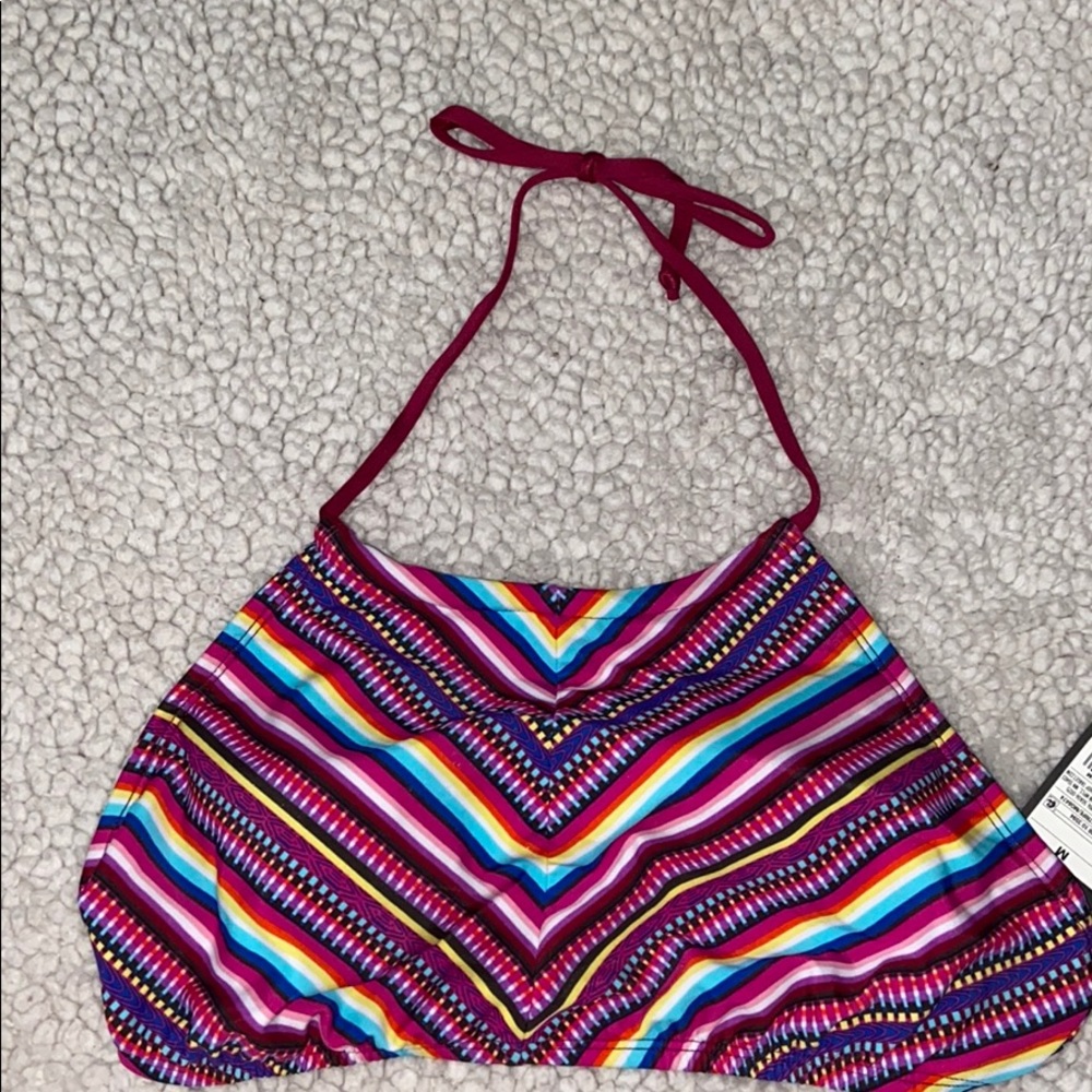 Mossimo Supply Co. Multicolor Stripe Halter Bikini Top - Pink, Blue, Yellow